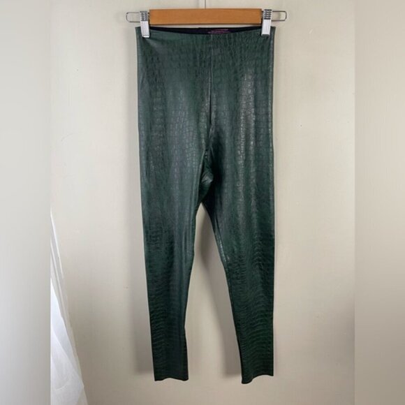 Commando Faux Leather Animal print Legging in moss snake green small slimming - Picture 3 of 11